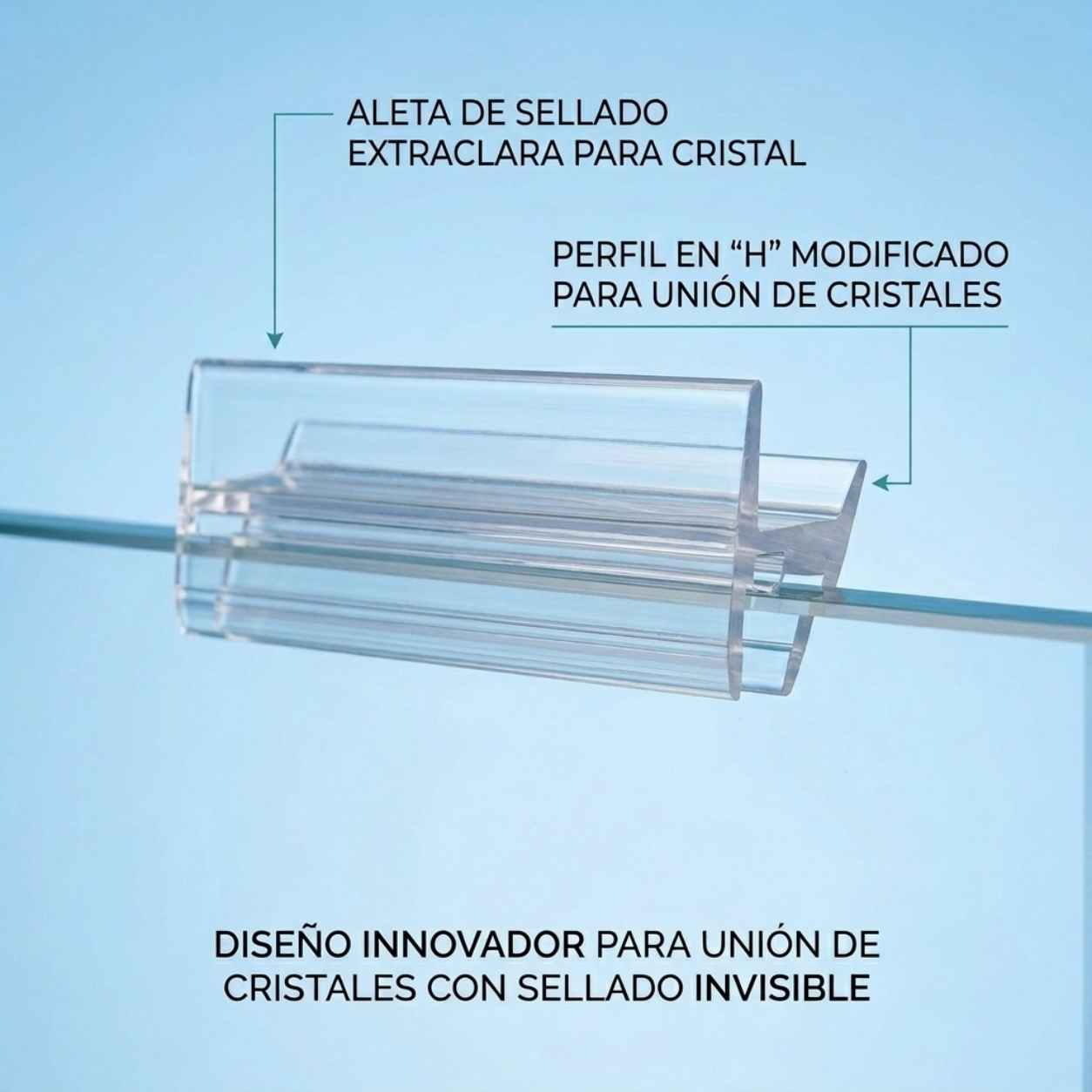 Junta Extraclara H (Doble) para Cortinas de Cristal | Todas las Marcas | Corte a Medida GRATIS - Imagen 6