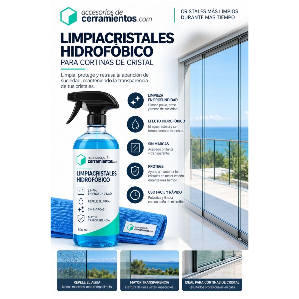 Kit profesional de mantenimiento para cortinas de cristal - Imagen 8