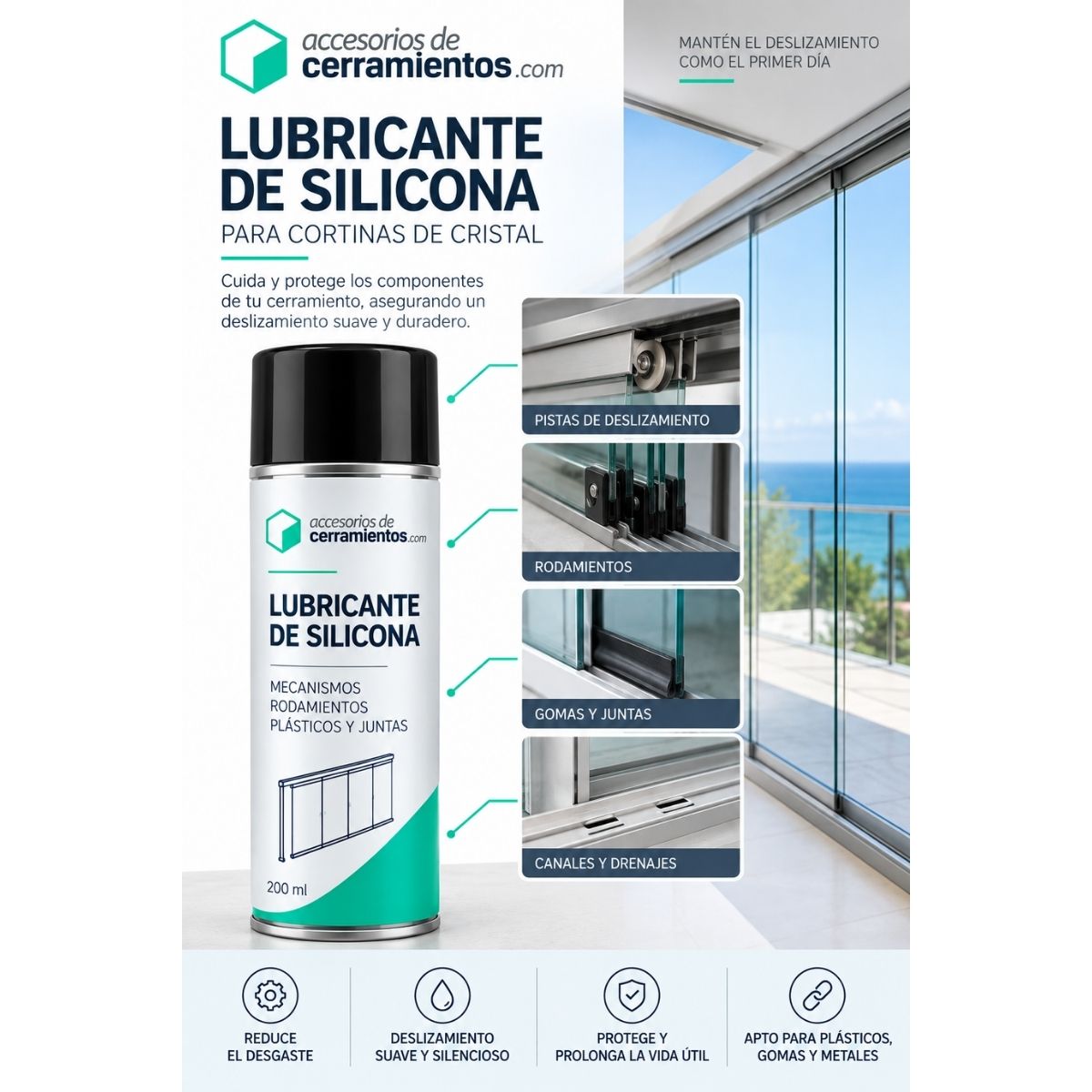 Kit profesional de mantenimiento para cortinas de cristal - Imagen 6